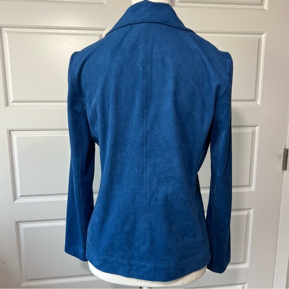 Moto Jacket Faux Suede Blue Full Zip Pockets Collared‎ Chico's Size 0 / US 4 - Picture 3 of 8
